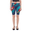 Rocket With Science Related Icons Image Yoga Cropped Leggings View1