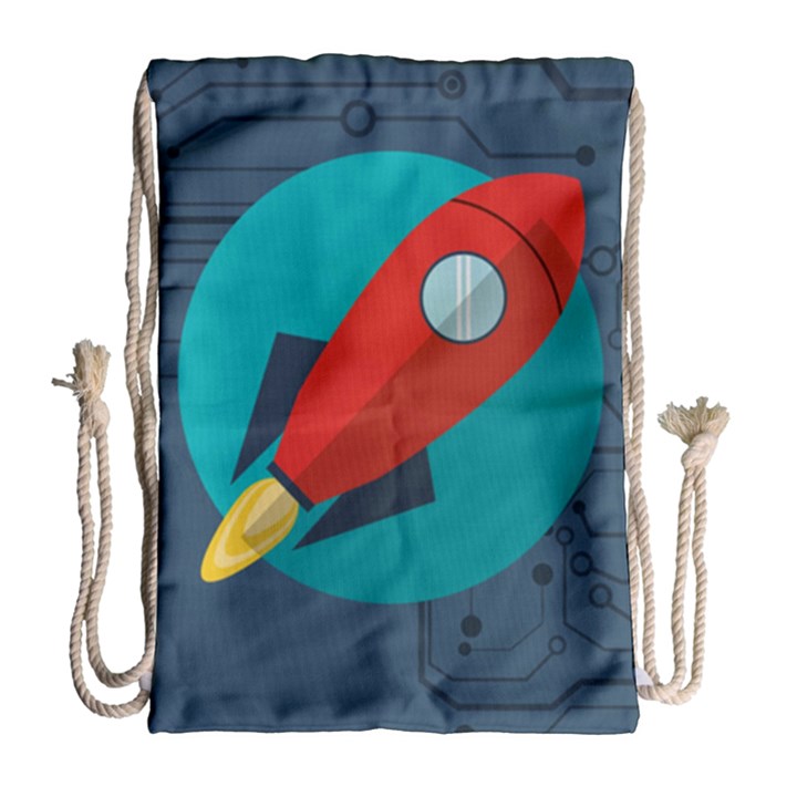 Rocket With Science Related Icons Image Drawstring Bag (Large)