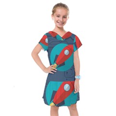 Rocket With Science Related Icons Image Kids  Drop Waist Dress by Vaneshart