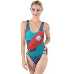 Rocket With Science Related Icons Image High Leg Strappy Swimsuit by Vaneshart