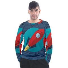 Rocket With Science Related Icons Image Men s Long Sleeve Raglan Tee