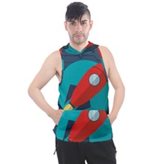 Rocket With Science Related Icons Image Men s Sleeveless Hoodie