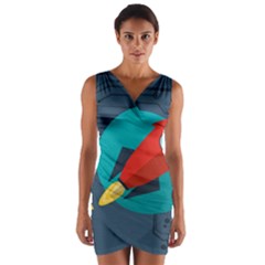 Rocket With Science Related Icons Image Wrap Front Bodycon Dress by Vaneshart