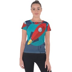 Rocket With Science Related Icons Image Short Sleeve Sports Top  by Vaneshart