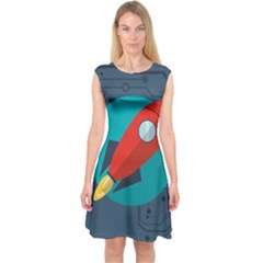 Rocket With Science Related Icons Image Capsleeve Midi Dress by Vaneshart