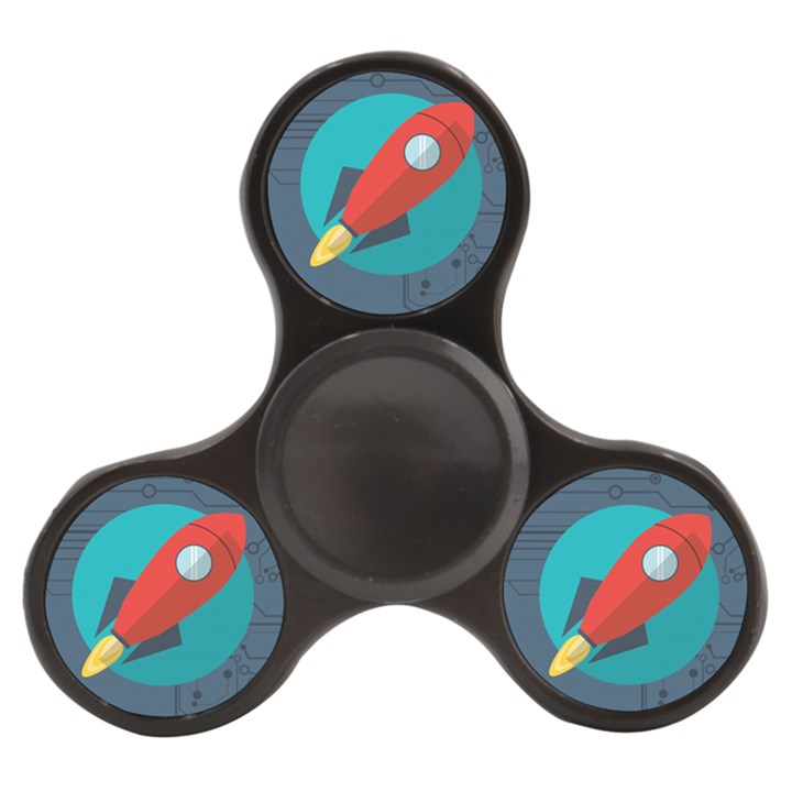 Rocket With Science Related Icons Image Finger Spinner