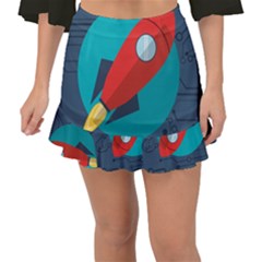 Rocket With Science Related Icons Image Fishtail Mini Chiffon Skirt