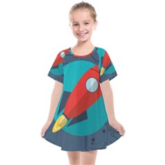 Rocket With Science Related Icons Image Kids  Smock Dress by Vaneshart