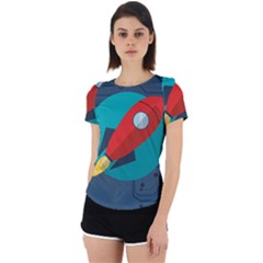 Rocket With Science Related Icons Image Back Cut Out Sport Tee