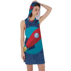 Rocket With Science Related Icons Image Racer Back Hoodie Dress