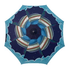 Ufo Alien Spaceship Galaxy Golf Umbrellas by Vaneshart