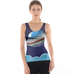 Ufo Alien Spaceship Galaxy Tank Top by Vaneshart