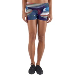 Ufo Alien Spaceship Galaxy Yoga Shorts by Vaneshart