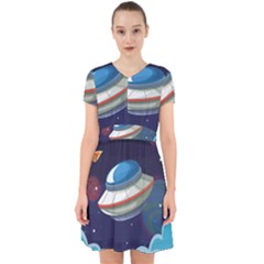 Ufo Alien Spaceship Galaxy Adorable In Chiffon Dress by Vaneshart