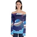 Ufo Alien Spaceship Galaxy Off Shoulder Long Sleeve Top View1