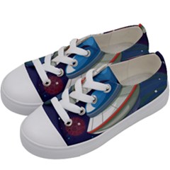 Ufo Alien Spaceship Galaxy Kids  Low Top Canvas Sneakers by Vaneshart