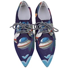 Ufo Alien Spaceship Galaxy Pointed Oxford Shoes by Vaneshart