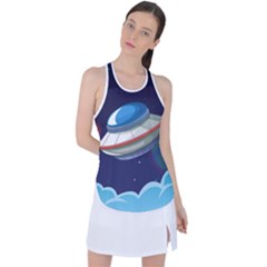 Ufo Alien Spaceship Galaxy Racer Back Mesh Tank Top by Vaneshart