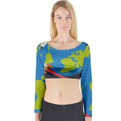 Spaceship Design Long Sleeve Crop Top by Vaneshart