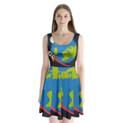 Spaceship Design Split Back Mini Dress 