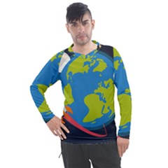 Spaceship Design Men s Pique Long Sleeve Tee