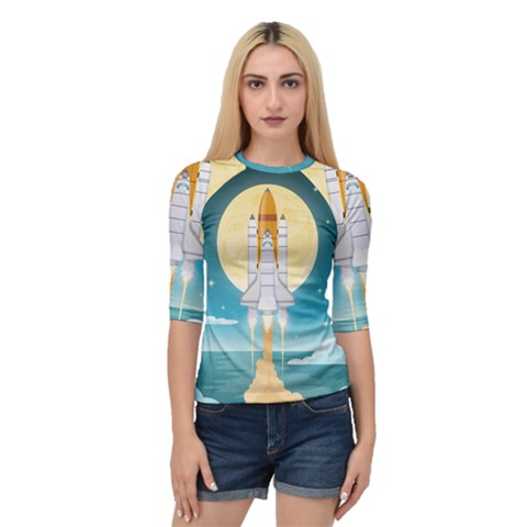 Space Exploration Illustration Quarter Sleeve Raglan Tee by Vaneshart