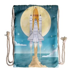 Space Exploration Illustration Drawstring Bag (large) by Vaneshart