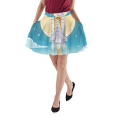 Space Exploration Illustration A-line Pocket Skirt by Vaneshart