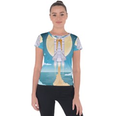 Space Exploration Illustration Short Sleeve Sports Top  by Vaneshart