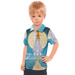 Space Exploration Illustration Kids  Polo Tee