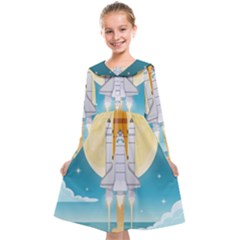 Space Exploration Illustration Kids  Midi Sailor Dress by Vaneshart