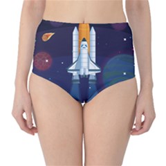 Spaceship Milkyway Galaxy Classic High-waist Bikini Bottoms by Vaneshart