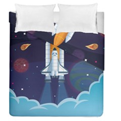 Spaceship Milkyway Galaxy Duvet Cover Double Side (queen Size) by Vaneshart