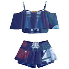 Spaceship Milkyway Galaxy Kids  Off Shoulder Skirt Bikini by Vaneshart