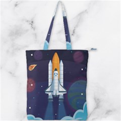 Spaceship Milkyway Galaxy Double Zip Up Tote Bag by Vaneshart