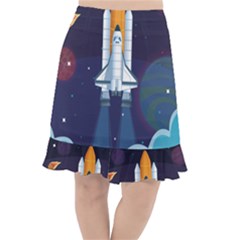 Spaceship Milkyway Galaxy Fishtail Chiffon Skirt by Vaneshart