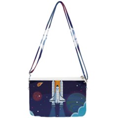 Spaceship Milkyway Galaxy Double Gusset Crossbody Bag