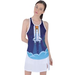 Spaceship Milkyway Galaxy Racer Back Mesh Tank Top