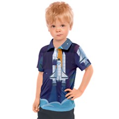 Spaceship Milkyway Galaxy Kids  Polo Tee