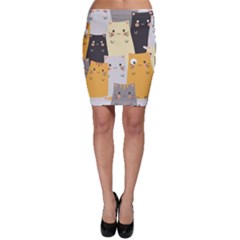 Seamless Pattern Cute Cat Cartoons Bodycon Skirt by Vaneshart