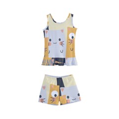 Seamless Pattern Cute Cat Cartoons Kids  Boyleg Swimsuit by Vaneshart