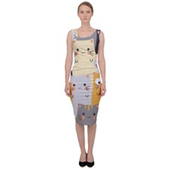 Seamless Pattern Cute Cat Cartoons Sleeveless Pencil Dress by Vaneshart