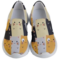 Seamless Pattern Cute Cat Cartoons Kids Lightweight Slip Ons by Vaneshart