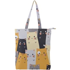 Seamless Pattern Cute Cat Cartoons Double Zip Up Tote Bag by Vaneshart