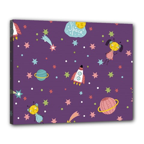 Space Travels Seamless Pattern Vector Cartoon Canvas 20  X 16  (stretched) by Vaneshart