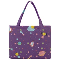 Space Travels Seamless Pattern Vector Cartoon Mini Tote Bag by Vaneshart