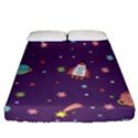 Space Travels Seamless Pattern Vector Cartoon Fitted Sheet (Queen Size) View1