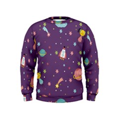 Space Travels Seamless Pattern Vector Cartoon Kids  Sweatshirt by Vaneshart