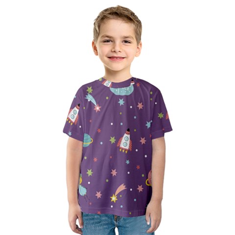 Space Travels Seamless Pattern Vector Cartoon Kids  Sport Mesh Tee by Vaneshart