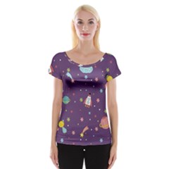 Space Travels Seamless Pattern Vector Cartoon Cap Sleeve Top by Vaneshart